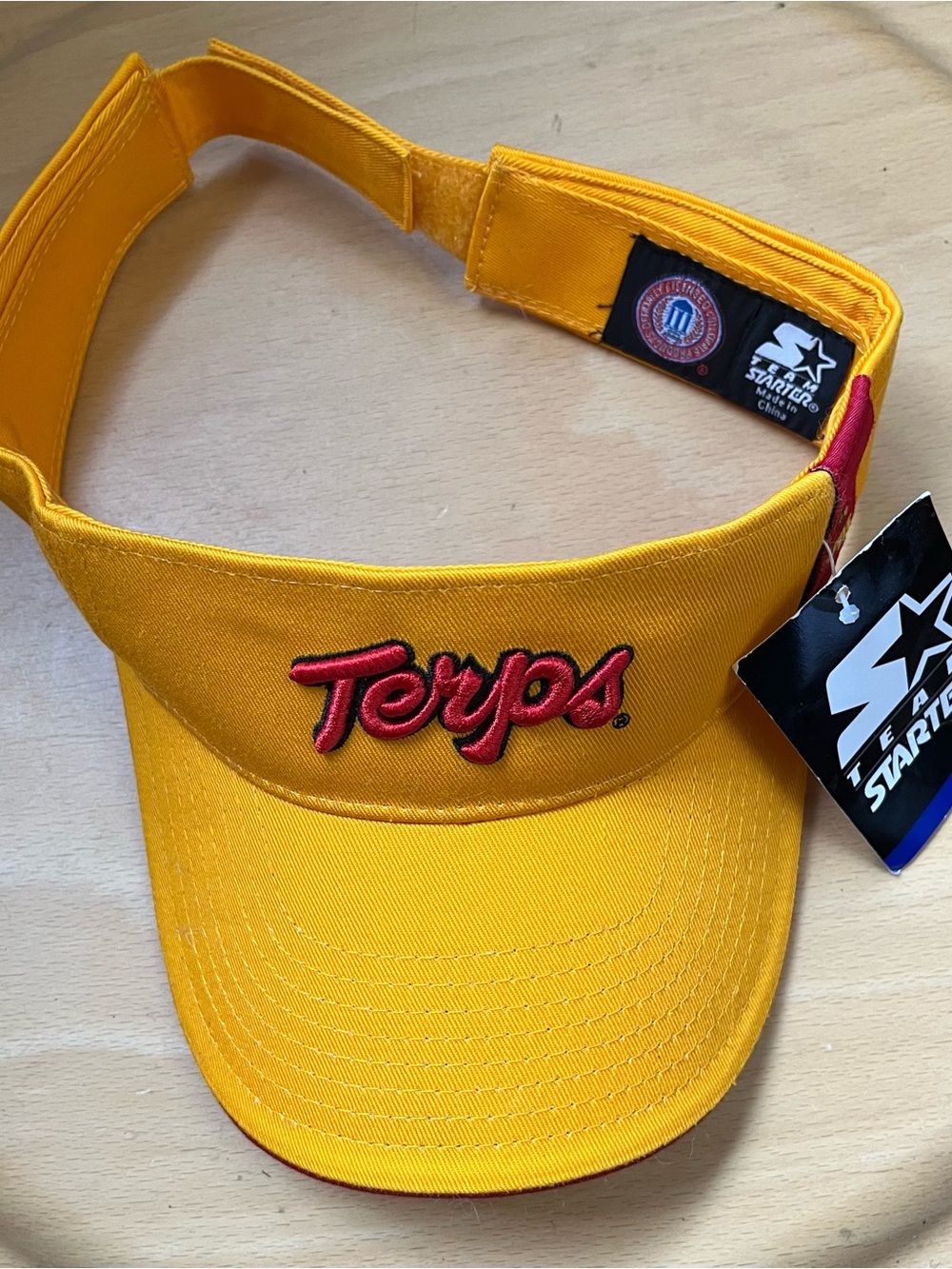 Vintage Starter Maryland Terps Yellow and Red Embroidered Visor Adjustable NWT